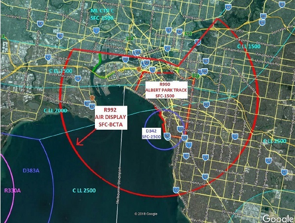 proposed temporary restricted airspace for f1 event 